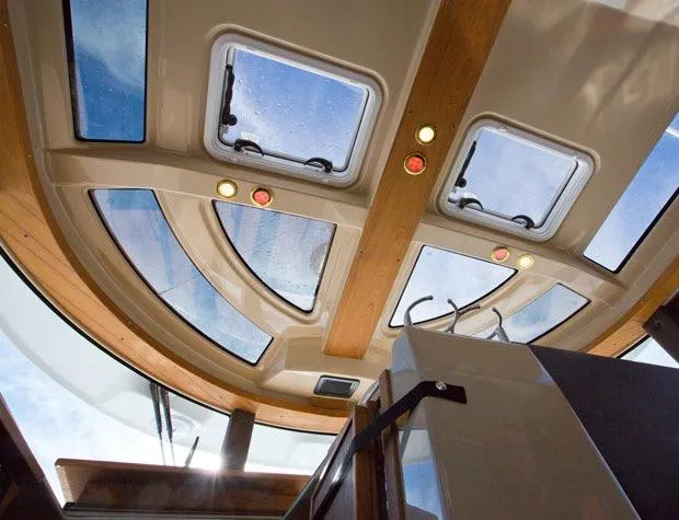 Sal-taire Yacht Photos Pics Manufacturer Provided Image: Interior view of 2016 Ranger Tugs R-29S skylights and wooden trim.