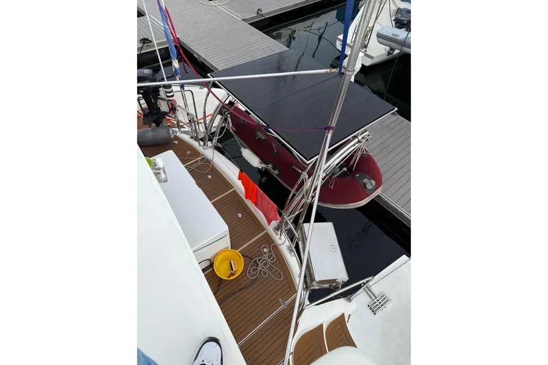 Manila Spirit Yacht Photos Pics Deck view of a 2012 Dean 5000 yacht docked at a marina.