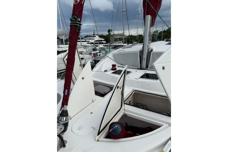 Manila Spirit Yacht Photos Pics 2012 Dean 5000 yacht with open storage compartments at marina.