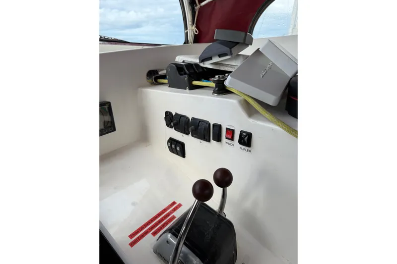 Manila Spirit Yacht Photos Pics Control panel of a 2012 Dean 5000 boat with switches and levers.