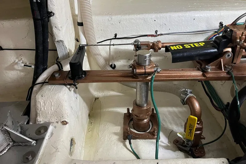 N/a Yacht Photos Pics Engine room of 2006 Sea Ray 52 Sedan Bridge with visible mechanical components.