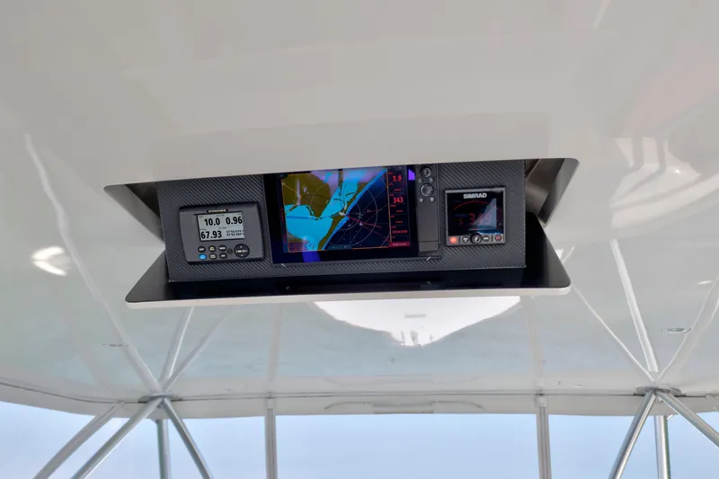 Cutter Bill Yacht Photos Pics 2011 Viking 70 Convertible yacht navigation display with radar and GPS systems.