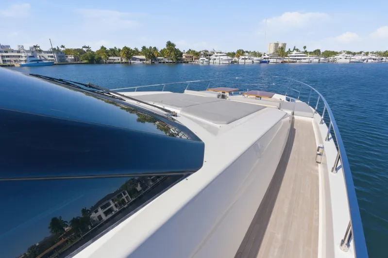 Date Night Yacht Photos Pics 2018 Ferretti Yachts 920 on serene water, showcasing sleek design and luxury features.