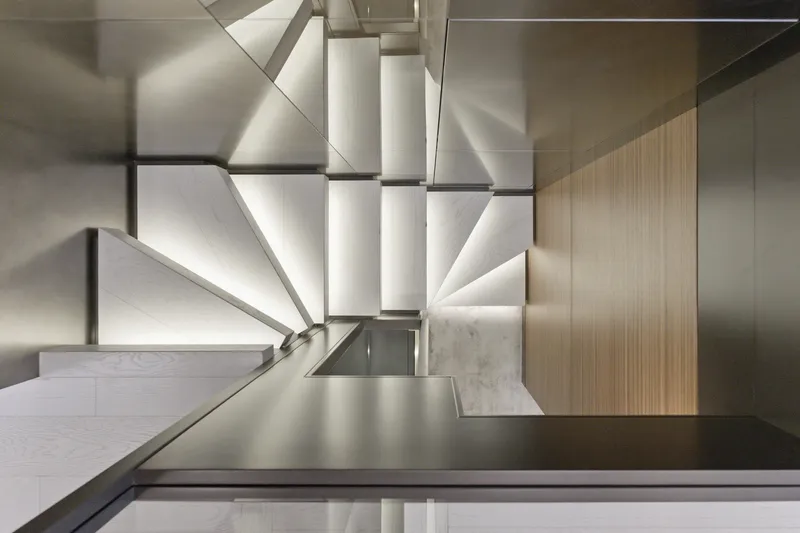 Date Night Yacht Photos Pics Modern interior design of 2018 Ferretti Yachts 920, featuring sleek lines and ambient lighting.