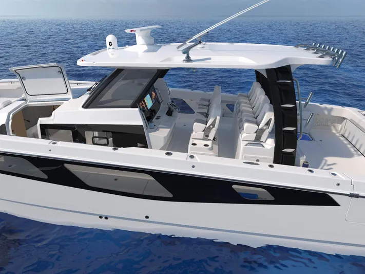 Aquila Molokai 47 Yacht Photos Pics 2026 Aquila 47 Molokai boat on open water, featuring sleek design and modern amenities.