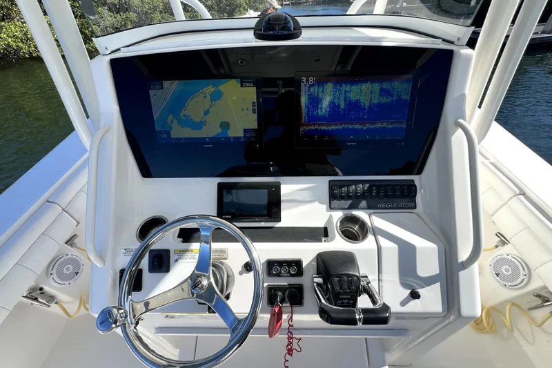  Yacht Photos Pics 2018 Regulator 34 Center Console dashboard with navigation and control systems.