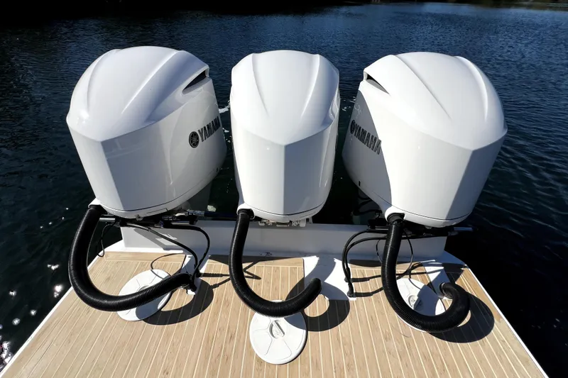  Yacht Photos Pics Triple Yamaha outboard engines on a 2018 Regulator 34 Center Console boat.