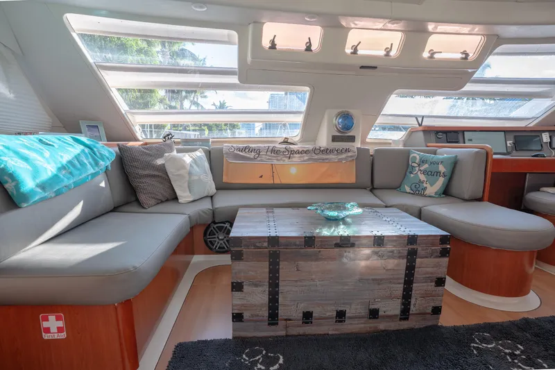  Yacht Photos Pics Luxurious Leopard 46 yacht interior, 2011 model, featuring spacious seating and elegant decor.