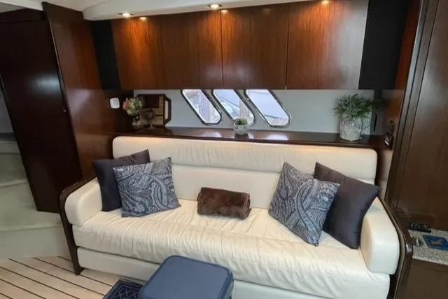  Yacht Photos Pics Luxurious interior of 2012 Cruisers Yachts 380 Express with elegant seating and decor.