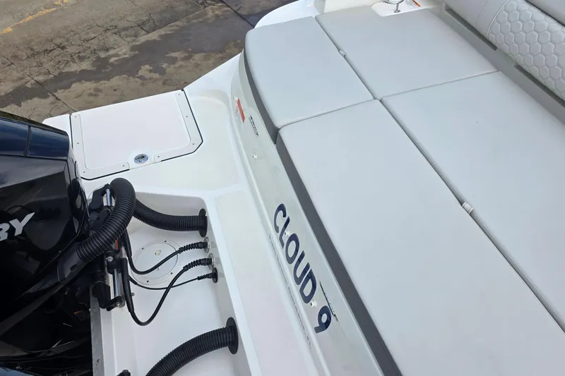  Yacht Photos Pics 2021 Sea Ray SDX 290 Outboard boat with Mercury engine and cushioned seating.