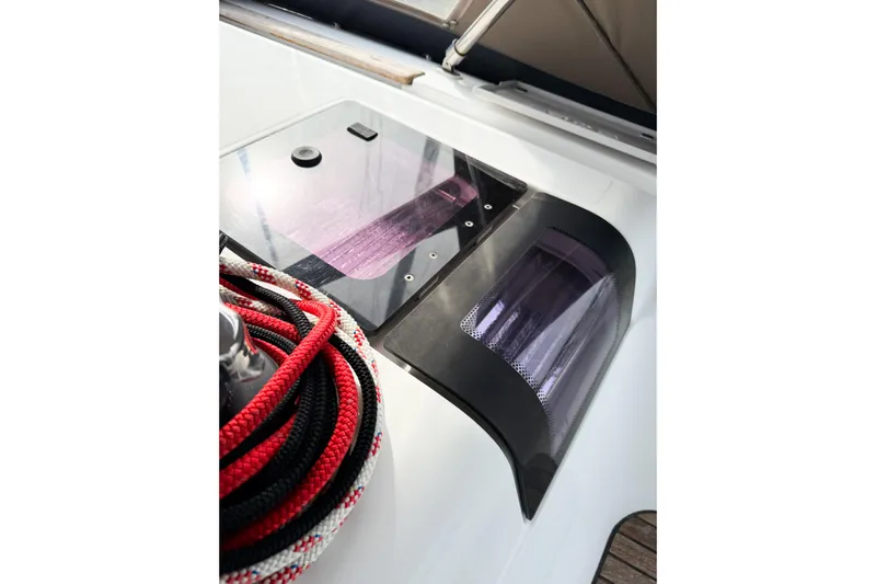 Take Five Yacht Photos Pics Deck of 2013 Jeanneau Sun Odyssey 409 with ropes and hatch.