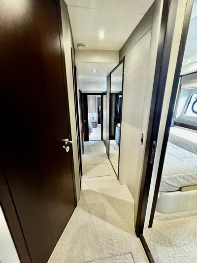 Journey Yacht Photos Pics Interior hallway of 2019 Sunseeker 76 Yacht, featuring modern design and luxurious finishes.