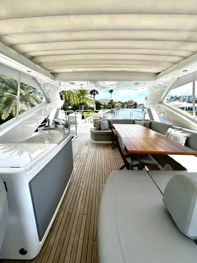 Journey Yacht Photos Pics Luxurious 2019 Sunseeker 76 Yacht interior with elegant seating and dining area.