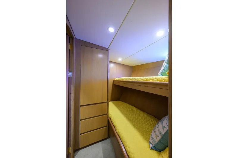  Yacht Photos Pics Cozy cabin with bunk beds in 1985 Feadship Yacht Fisherman.