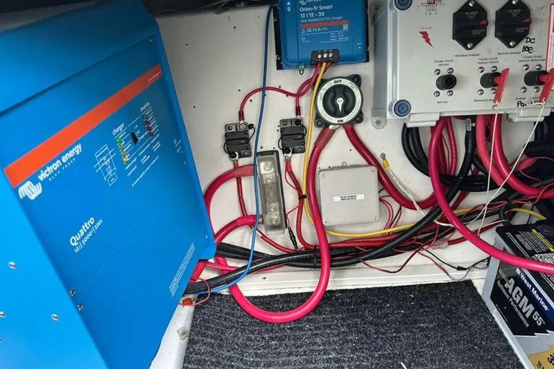 Waterlilly Yacht Photos Pics Electrical system of a 2017 Fountaine Pajot Lucia 40 catamaran with Victron Energy components.