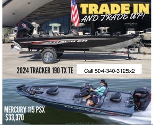 2024 Tracker Pro Team 190 TX TE boat with Mercury 115 PSX engine, priced at $33,370.