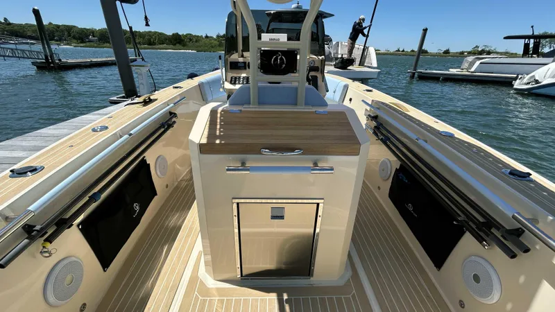  Yacht Photos Pics 2025 Lilybaeum Levenzo boat interior with sleek design, wooden accents, and modern equipment.