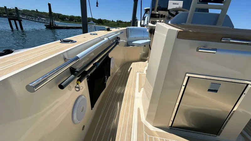  Yacht Photos Pics 2025 Lilybaeum Levenzo boat interior with sleek design, wood accents, and waterfront view.