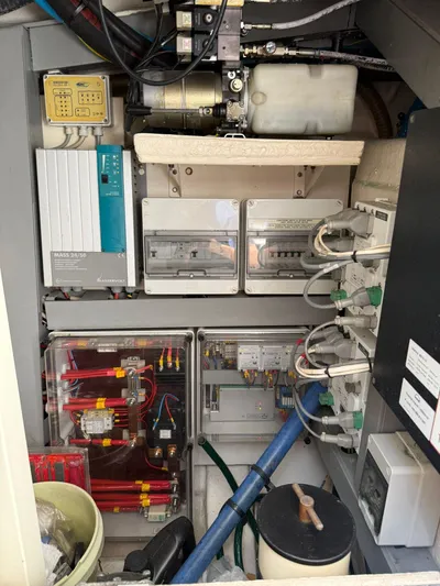  Yacht Photos Pics Electrical components and wiring inside a 2012 Riva Rivale yacht.