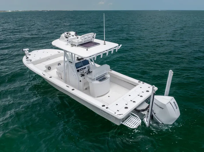  Yacht Photos Pics 2023 Canyon Bay 28h boat cruising on open water.