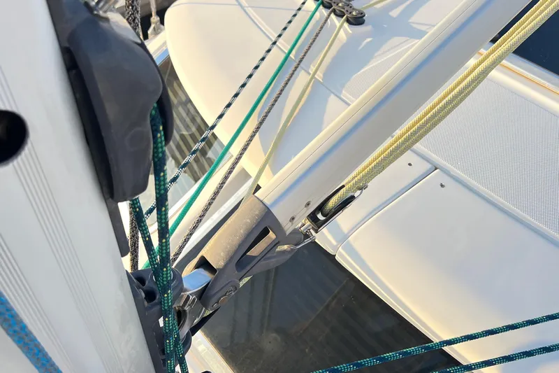 1754 Yacht Photos Pics Close-up of rigging on a 2004 Hunter 426 Owners Version sailboat.