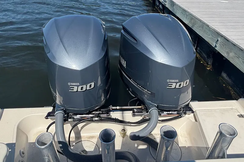  Yacht Photos Pics Twin Yamaha 300 engines on a 2014 Pursuit C 310 Center Console boat.