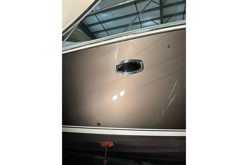 Yacht Photos Pics 2014 Tiara Yachts 4300 Open hull detail in indoor storage facility.
