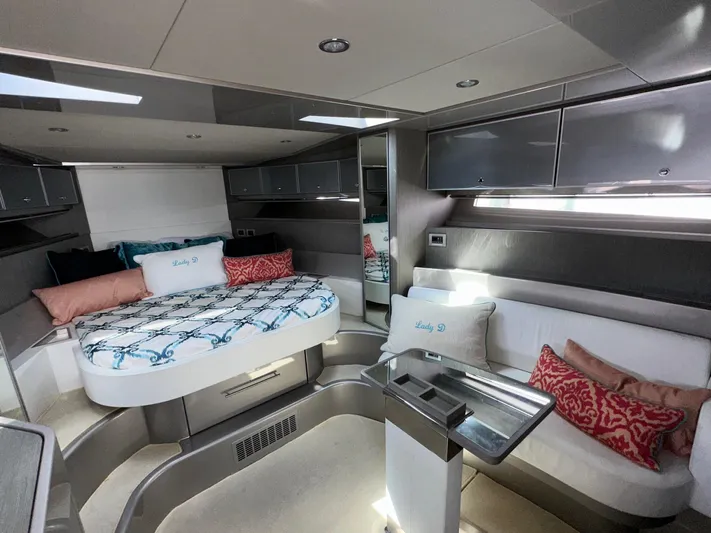 Lady D Yacht Photos Pics Luxurious interior of a 2015 Riva Rivarama Super yacht with modern furnishings.