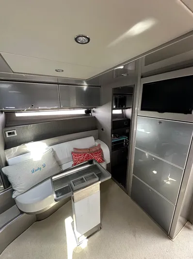 Lady D Yacht Photos Pics Luxurious interior of a 2015 Riva Rivarama Super yacht with modern furnishings.