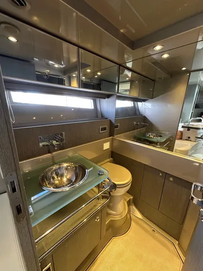 Lady D Yacht Photos Pics Luxurious bathroom interior of 2015 Riva Rivarama Super yacht with modern fixtures.