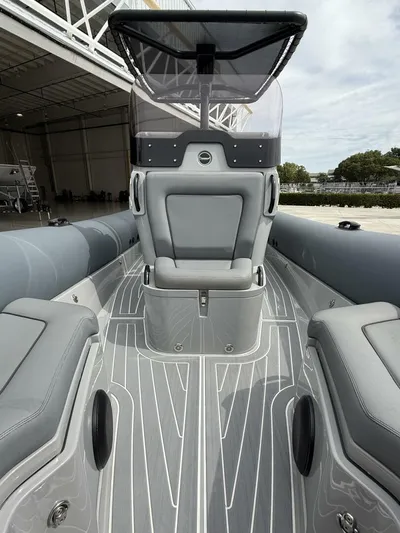  Yacht Photos Pics 2022 Ribeye 8.1m Outboard BL boat interior with sleek gray seating and modern design.
