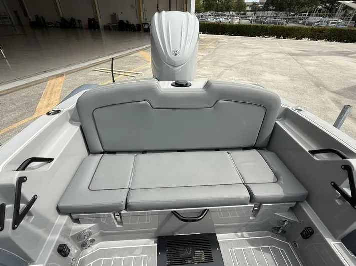  Yacht Photos Pics 2022 Ribeye 8.1m Outboard BL boat with gray seating and spacious deck.