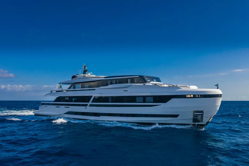 X130 Triplex Yacht Photos Pics Luxury yacht Extra X130 TRIPLEX 2026 cruising on open sea.
