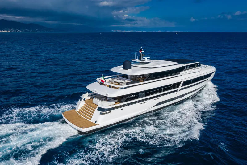 X130 Triplex Yacht Photos Pics Luxury yacht Extra X130 TRIPLEX 2026 cruising on open sea.