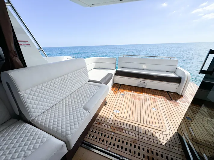  Yacht Photos Pics Spacious deck of 2016 Galeon 420 Fly yacht with ocean view.