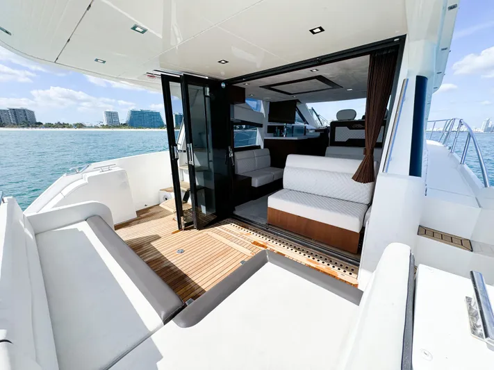  Yacht Photos Pics Luxurious 2016 Galeon 420 Fly yacht interior with spacious seating and ocean view.