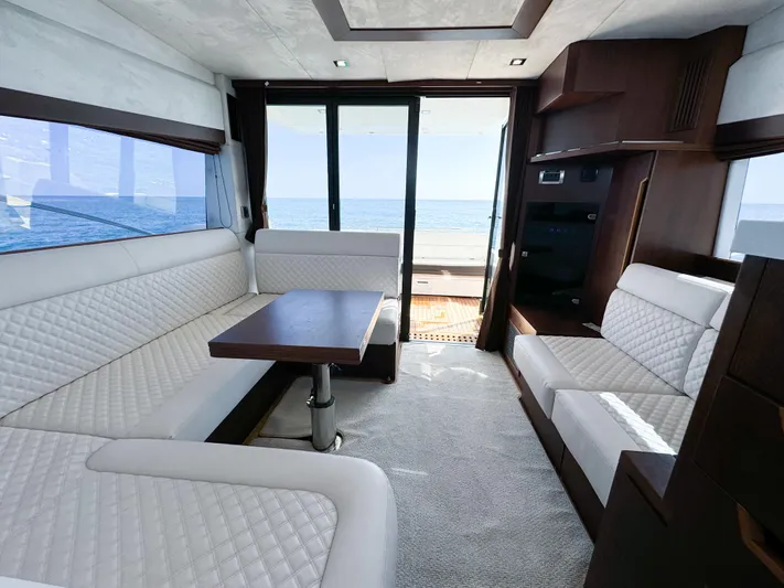  Yacht Photos Pics Luxurious interior of 2016 Galeon 420 Fly yacht with ocean view.