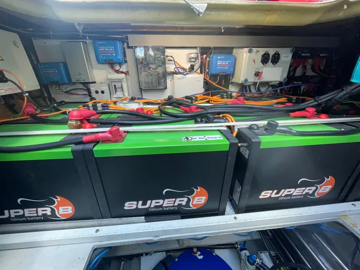 Jajapami Yacht Photos Pics Electrical system with Super B lithium batteries on a 2017 Fountaine Pajot SABA 50 yacht.