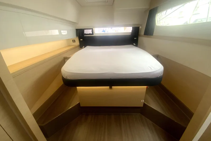 Jajapami Yacht Photos Pics Luxurious cabin interior of 2017 Fountaine Pajot SABA 50 catamaran with modern design.