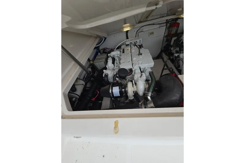  Yacht Photos Pics Engine compartment of 2006 Tiara Yachts 3600 Open, showcasing detailed mechanical components.
