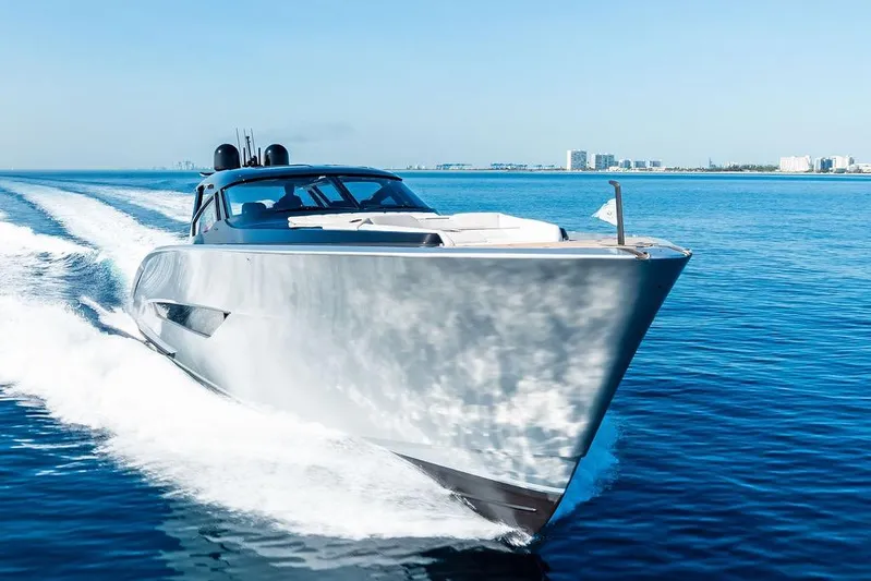 Fellowship II Yacht Photos Pics Luxury Wajer 77 yacht cruising on open water, 2023 model.