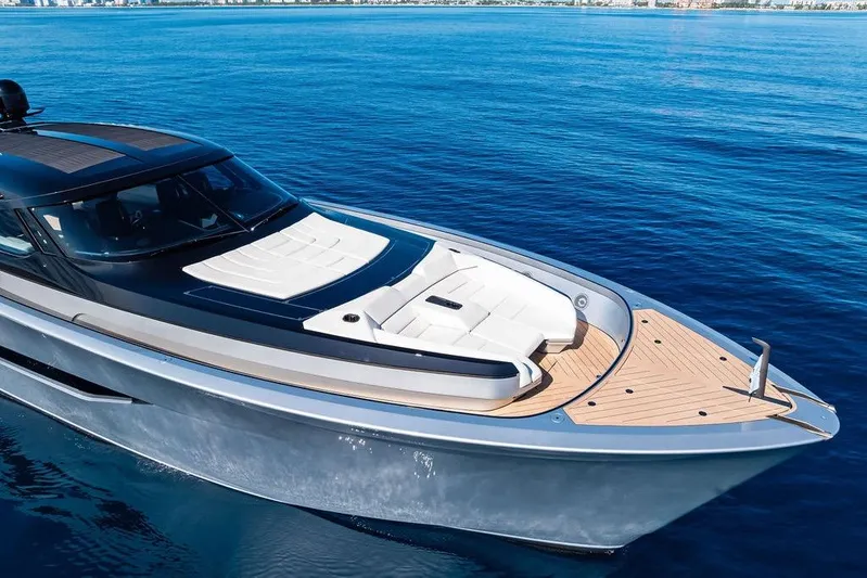 Fellowship II Yacht Photos Pics Luxury 2023 Wajer 77 yacht on calm blue ocean waters.