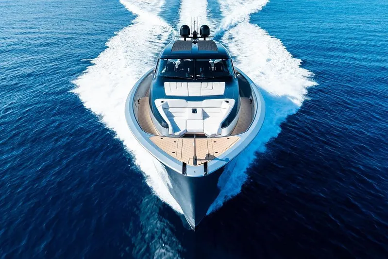 Fellowship II Yacht Photos Pics Luxury 2023 Wajer 77 yacht cruising on open blue sea.