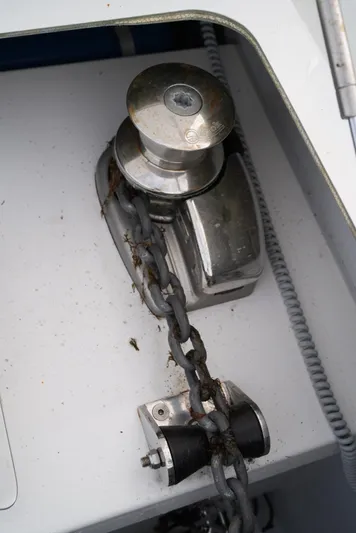 Elysium 1 Yacht Photos Pics Anchor winch on 2022 Fountaine Pajot Elba Quatour catamaran.