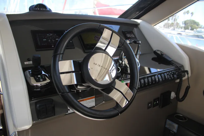 Skywalker Yacht Photos Pics Steering wheel and dashboard of 2018 Carver C43 Coupe yacht.