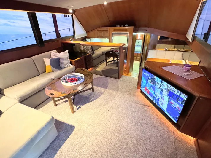 Sunshine State Yacht Photos Pics Interior of 1987 Viking 48 Motoryacht featuring cozy living area.