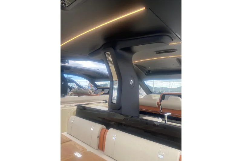  Yacht Photos Pics Interior of 2024 Invictus TT 420 yacht with modern design and ambient lighting.