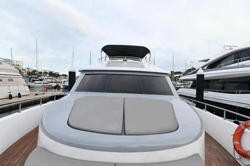  Yacht Photos Pics Luxury Accelera 82 yacht docked at marina, 2014 model.