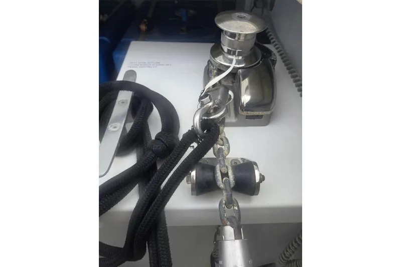 Free To Be Yacht Photos Pics Anchor winch and chain on 2022 Fountaine Pajot Elba 45 Catamaran.