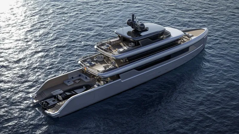Project Kai Specification Two Yacht Photos Pics Luxurious Custom Project KAI yacht, 2027 model, cruising on serene ocean waters.